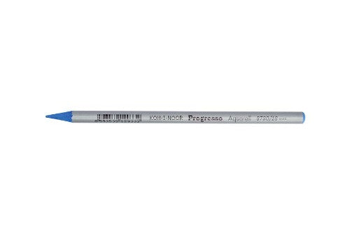 Pack of 12 Progresso Aquarelle Blue Light pencils designed for vibrant watercolor art with a comfortable hexagonal grip.