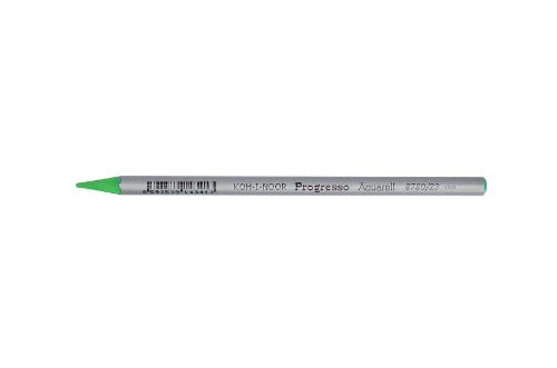 Pack of 12 Light Green Progresso Aquarelle Pencils with hexagonal barrels for enhanced grip and vibrant watercolor effects.