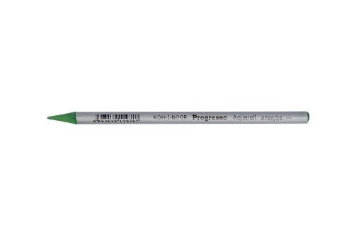 Pack of 12 Progresso Aquarelle Pencils in Mdw Green, featuring hexagonal barrels for comfort and vibrant, blendable watercolour effects.