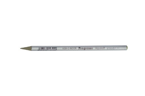 Set of 12 Progresso Aquarelle Pencils in Olive Green, ideal for watercolour techniques with a comfortable hexagonal grip.