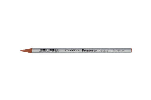 Set of 12 Progresso Aquarelle watercolour pencils in Brown Red, featuring ergonomic hexagonal barrels for comfort and vibrant colour blending.