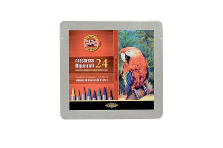 Woodless colored pencils in 24 vibrant shades, perfect for creating watercolor effects in artwork.