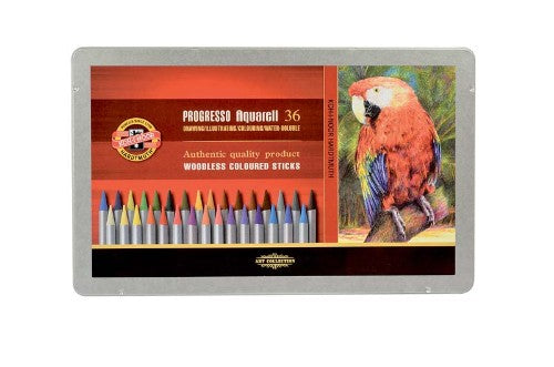 Vibrant set of 36 woodless water-soluble colored pencils for blending and watercolor effects, perfect for artists.