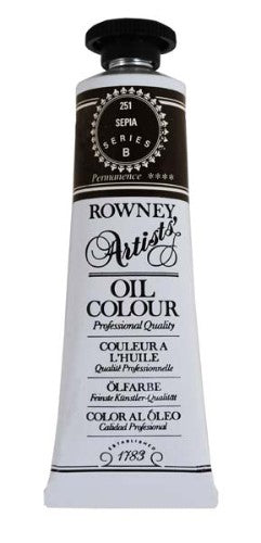 Rown Art Oils 38ml Sepia, premium oil paint for artists, featuring rich hue, thick consistency, and excellent lightfastness.