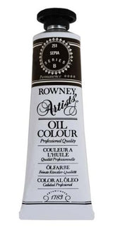 Rown Art Oils 38ml Sepia, premium oil paint for artists, featuring rich hue, thick consistency, and excellent lightfastness.