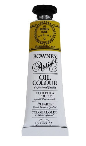 Thick, vibrant 38ml Rowney Olive oil paint for artists, ideal for impasto techniques and excellent lightfastness.