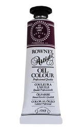 38ml tube of Rown Art Oils Purple Lake, vibrant oil paint with thick texture, perfect for bold artistic layers.