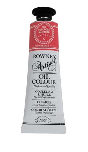 Premium Rown Art Oils 38ml Rose Dore (Aliz) tube showcasing vibrant color and thick, buttery consistency for artists.