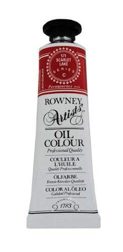 Rown Art Oils 38ml Scarlet Lake - vibrant oil paint with pure pigments, ideal for impasto techniques and lasting color brilliance.