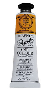 Vibrant Rown Gold Yellow oil paint in a 38ml tube, featuring thick consistency for blending and impasto techniques.