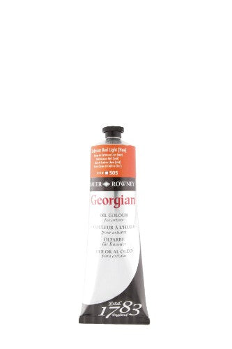 Rown Georg Oils 225ml Cad Red Light Hue, vibrant oil paint with high pigment load for durable, brilliant artwork.