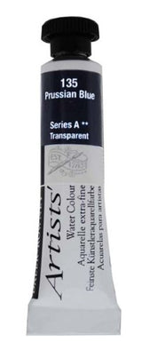 Vibrant 5ml tube of Daler-Rowney Prussian Blue watercolour, ideal for rich, vivid artwork and superior mixing capabilities.