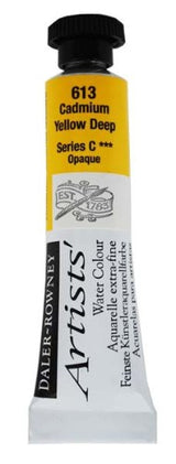 Daler-Rowney 5ml Cadmium Yellow Deep watercolour paint, featuring vibrant color and excellent lightfastness for professional artists.