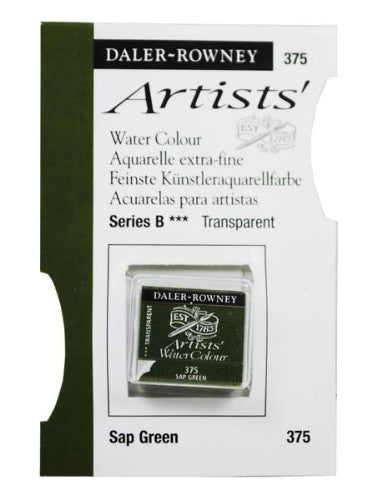 Rown AWC H-Pan Sap Green watercolour paint, vibrant and flowing, perfect for seamless washes and artistic techniques.