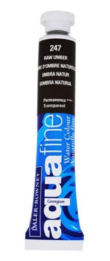 Daler-Rowney Aquafine Raw Umber watercolour paint in 8ml tube, perfect for vibrant washes and detailed artistry.