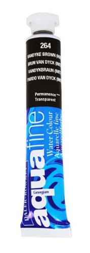 Rown 8ml Afine Vandyke Brown Hue watercolour paint, ideal for vibrant, transparent washes and detailed artwork.