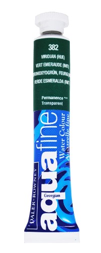 8ml tube of Daler-Rowney Aquafine Viridian watercolour paint, vibrant and transparent for stunning washes and details.
