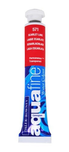 Vibrant 8ml tube of Rown Afine Scarlet Lake watercolour paint, ideal for artists seeking outstanding colour and transparency.