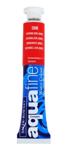 Vibrant Rown 8ml Afine Vermilion Hue watercolour paint tube, ideal for striking washes and detailed artwork.