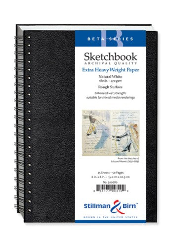 Premium 270gsm 6x8" sketchpad with spiral binding, perfect for various artistic techniques and 25 archival-quality sheets.