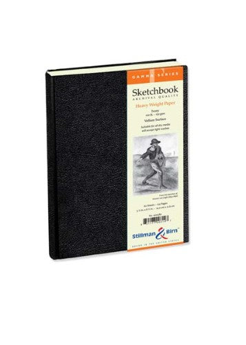 Gamma Hardback Sketch Paper Pad, 150gsm, 5.5x8.5 inches with durable cover, 62 archival-quality sheets for versatile media.