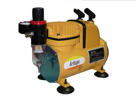 Sparmax AC1318 Artlogic Single Cylinder Compressor, compact, portable, quiet, with adjustable pressure and moisture filter for airbrushing.
