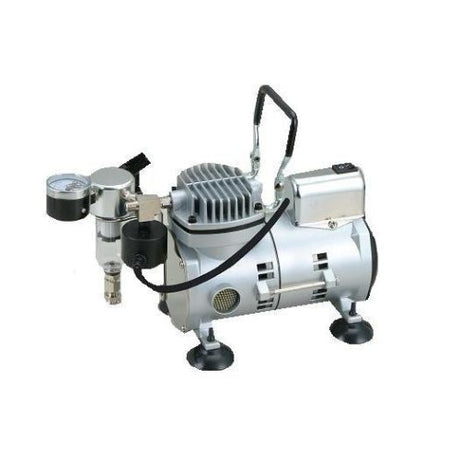 Sparmax TC-501A Mini Compressor, compact and quiet with auto shutoff, ideal for airbrushing, nail art, and model painting.