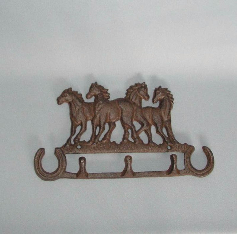 Cast iron key hook measuring 27x15cm, stylishly organized for indoor and outdoor use, ideal for busy households.