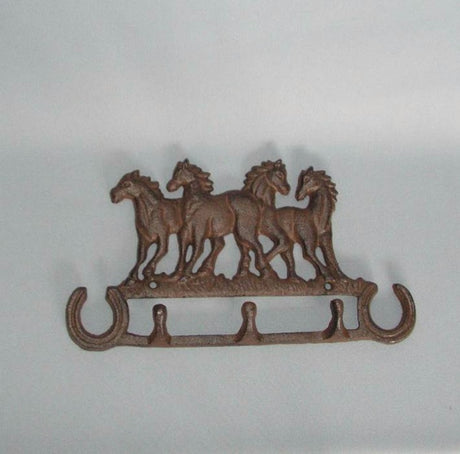 Cast iron key hook measuring 27x15cm, stylishly organized for indoor and outdoor use, ideal for busy households.