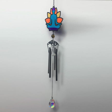 25" Lotus Buddha Wind Chime featuring a lotus flower design for serene sounds and peaceful outdoor decor.