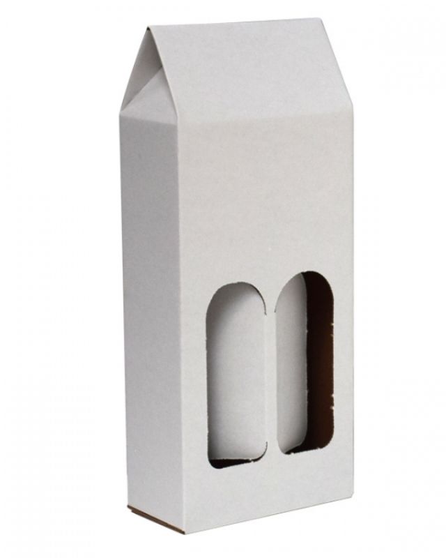 Elegant white wine box carriers in a pack of 50, crafted from durable kraft board for stylish gifting and safe transport.