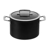 Six-piece non-stick cookware set made from heavy-duty forged aluminum, suitable for all cooktops, includes essential cooking pots and pans.