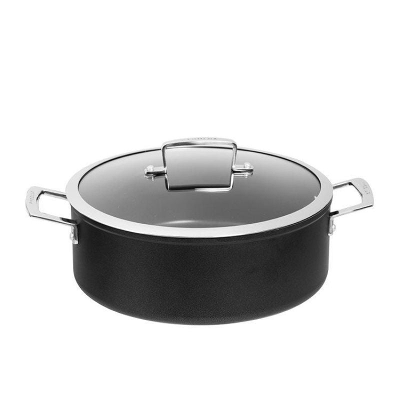 Pyrolux Ignite 6-piece non-stick cookware set with durable forged aluminum, induction base, and stay-cool handles for versatile cooking.