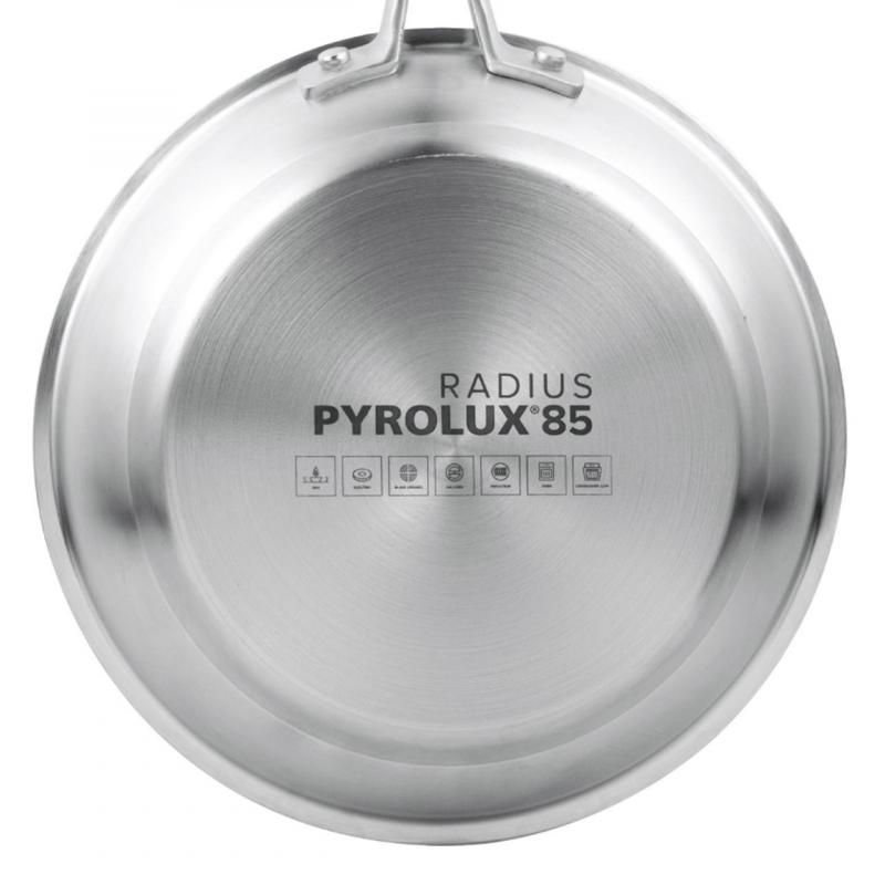 Pyrolux Radius 85 Fry Pan, 20cm, durable stainless steel, non-reactive, versatile for all cooktops, ergonomic cool-touch handle.