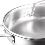 Premium 28cm Pyrolux Radius 85 sauté pan with helper handle, tempered glass lid, and durable stainless steel design.