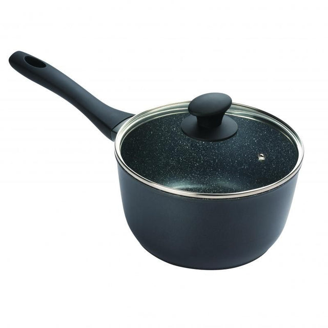 Pyrolux Pyrostone saucepan 20cm/3L with non-stick surface, glass lid, and ergonomic handles for versatile, efficient cooking.