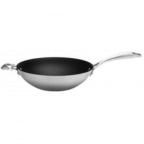 Scanpan CS Wok 32cm with Stratanium+ nonstick surface, ideal for stir-fries, sautéing, and deep frying.