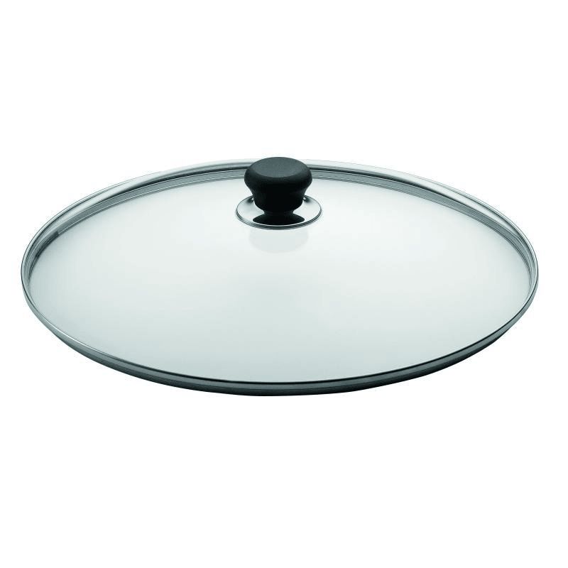 Scanpan Impact 16cm glass lid with stainless steel trim and bakelite knob for easy monitoring and heat resistant up to 260°C.