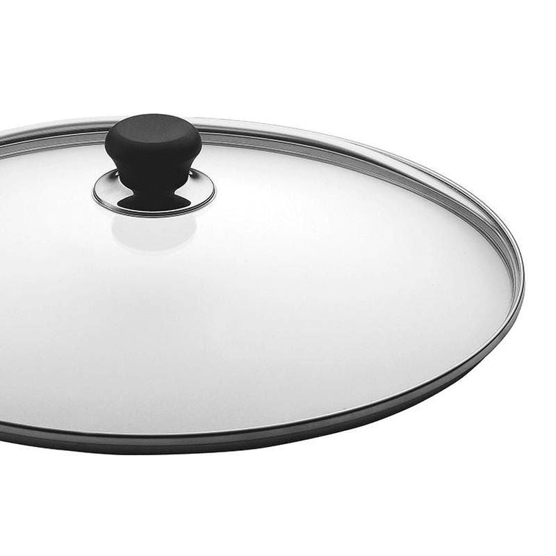 Scanpan Impact Glass Lid 16cm, tempered glass with stainless steel trim, bakelite knob, perfect for monitoring cooking.