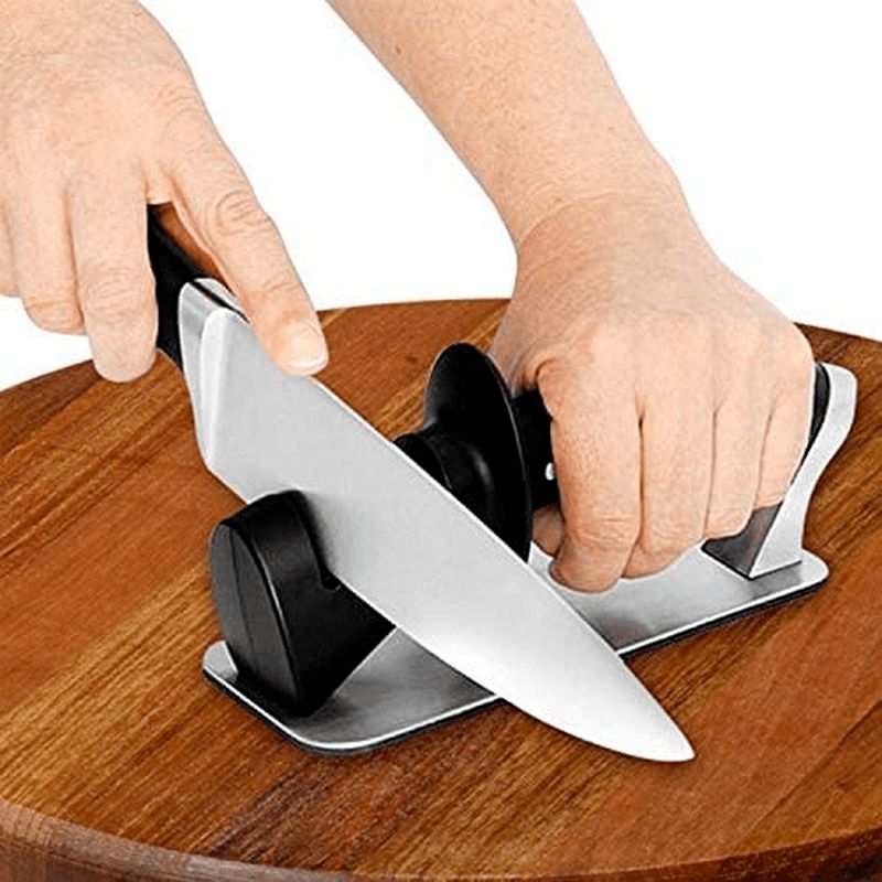 Scanpan Knife Sharpener 3 Step: Three-stage sharpening tool for maintaining razor-sharp kitchen knives with ease and safety.