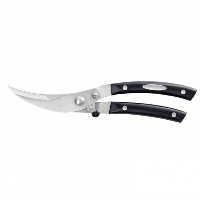 Scanpan Professional Poultry Shears in black, featuring ergonomic design, German stainless steel, and precise cutting for poultry.