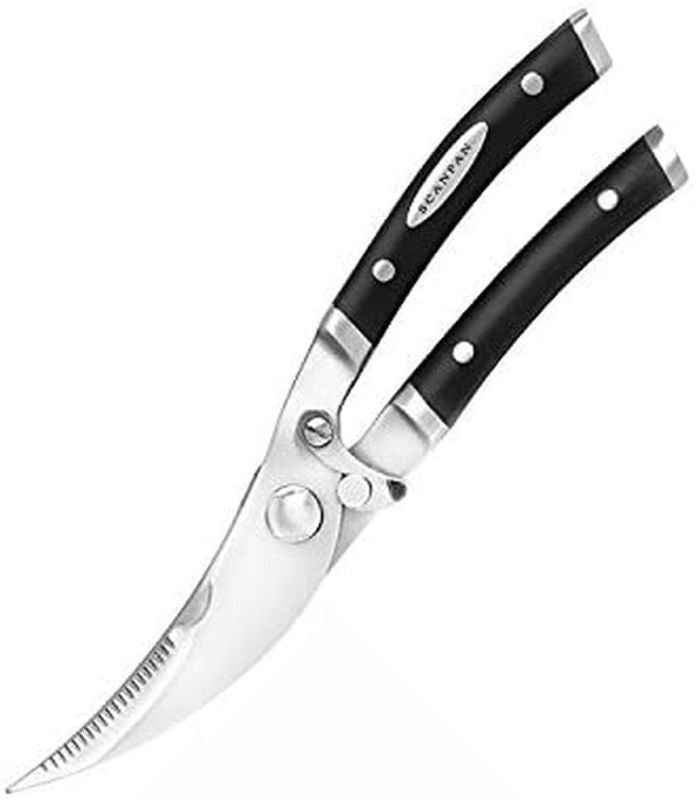 Scanpan Professional Poultry Shears in black, featuring ergonomic design and durable German stainless steel for effortless cutting.