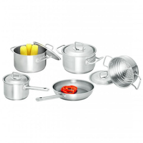 Scanpan Cookware Set: 5-piece stainless steel collection for versatile, durable, and safe cooking. Ideal for every home chef.