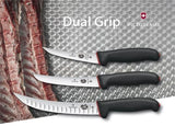 Victorinox 15cm dual grip boning knife with a flexible stainless steel blade, designed for precise meat preparation and comfort.