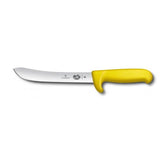 Victorinox Butchers Knife with 18cm heavy stiff blade, safety nose, and ergonomic yellow Fibrox handle for precision cutting.