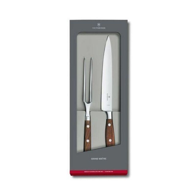 Elegant Victorinox Grand Maître 2-piece carving set featuring a precision knife and fork with beautiful rosewood handles.