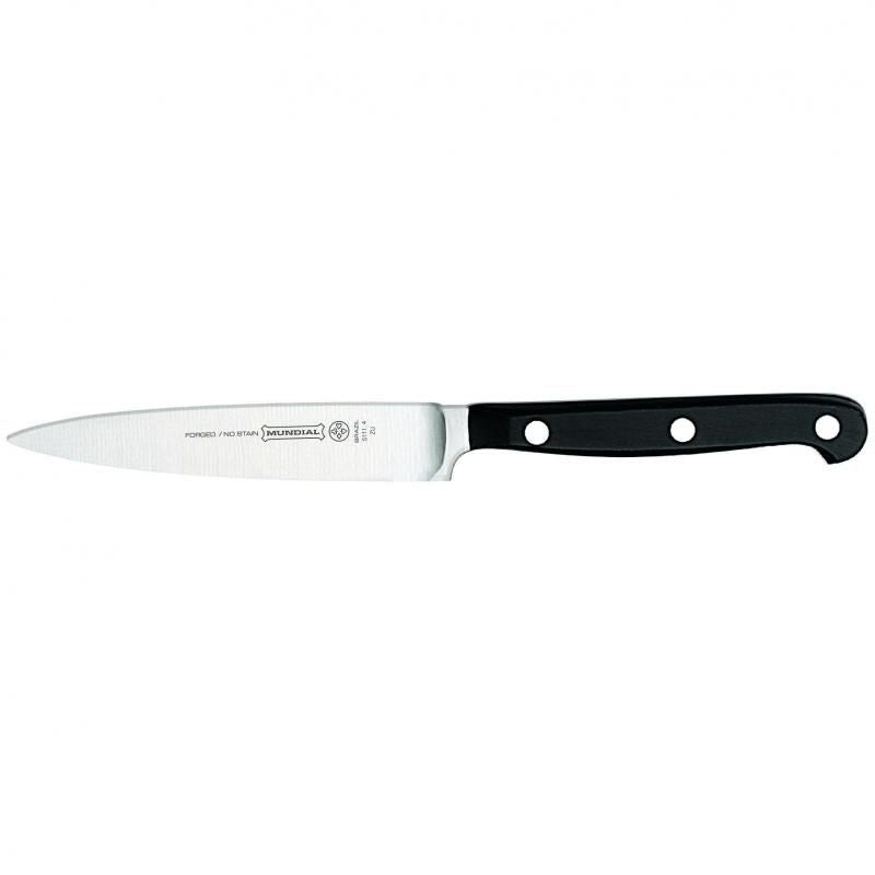 MUNDIAL 10cm vegetable knife with high-carbon stainless steel blade, ergonomic handle, and precise cutting edge for effortless slicing.