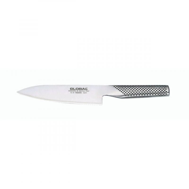 Global Cooks Knife 16cm: Japanese stainless steel chef's knife with ergonomic hollow handle for precision and control.