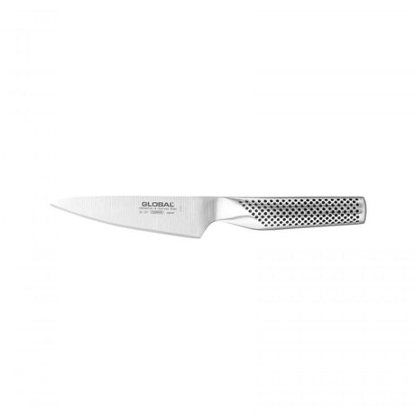 Global G-101 Cooks Knife with 13cm blade, crafted from stainless steel for precision cutting and ergonomic design.