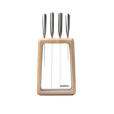 Global Hashira Knife Block in Maple, 5-piece set showcasing precision knives with stylish display and durable design.